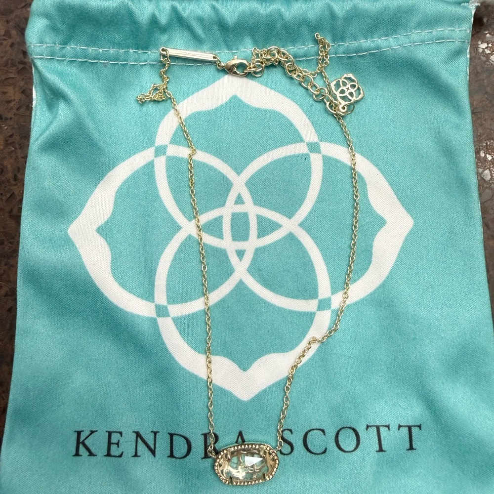 Kendra Scott Elisa Gold Pendant Necklace with Clear Stone